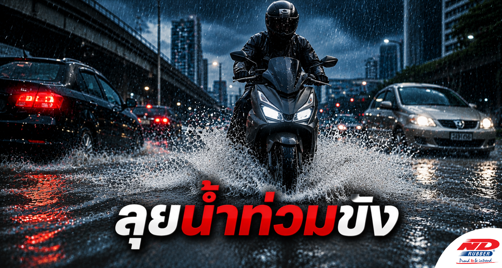 B0722 ลุยน้ำท่วมขัง ควรขี่ช้าหรือขี่เร็ว